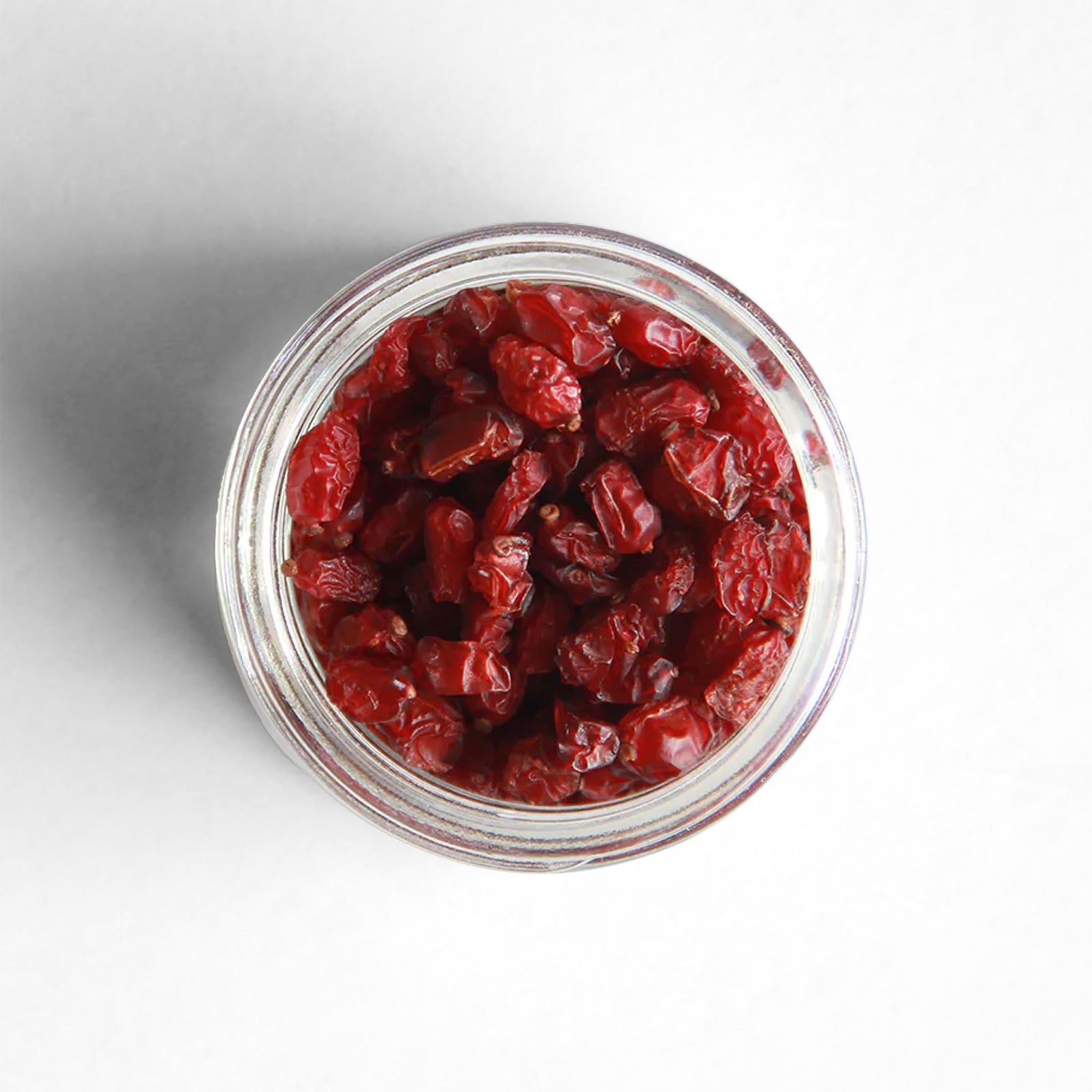 Top-down view of dried barberries