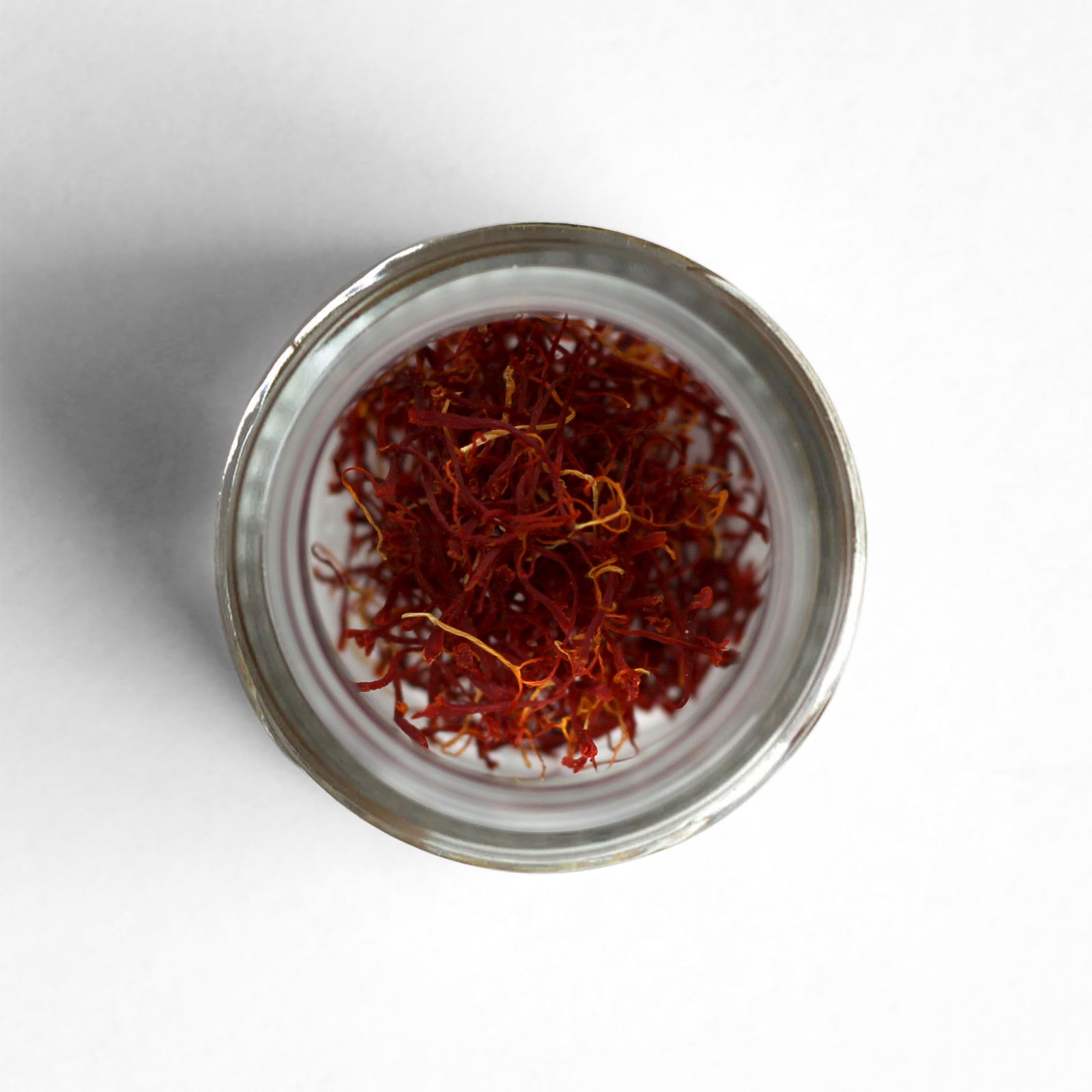 Top-down view of Greek Saffron threads.