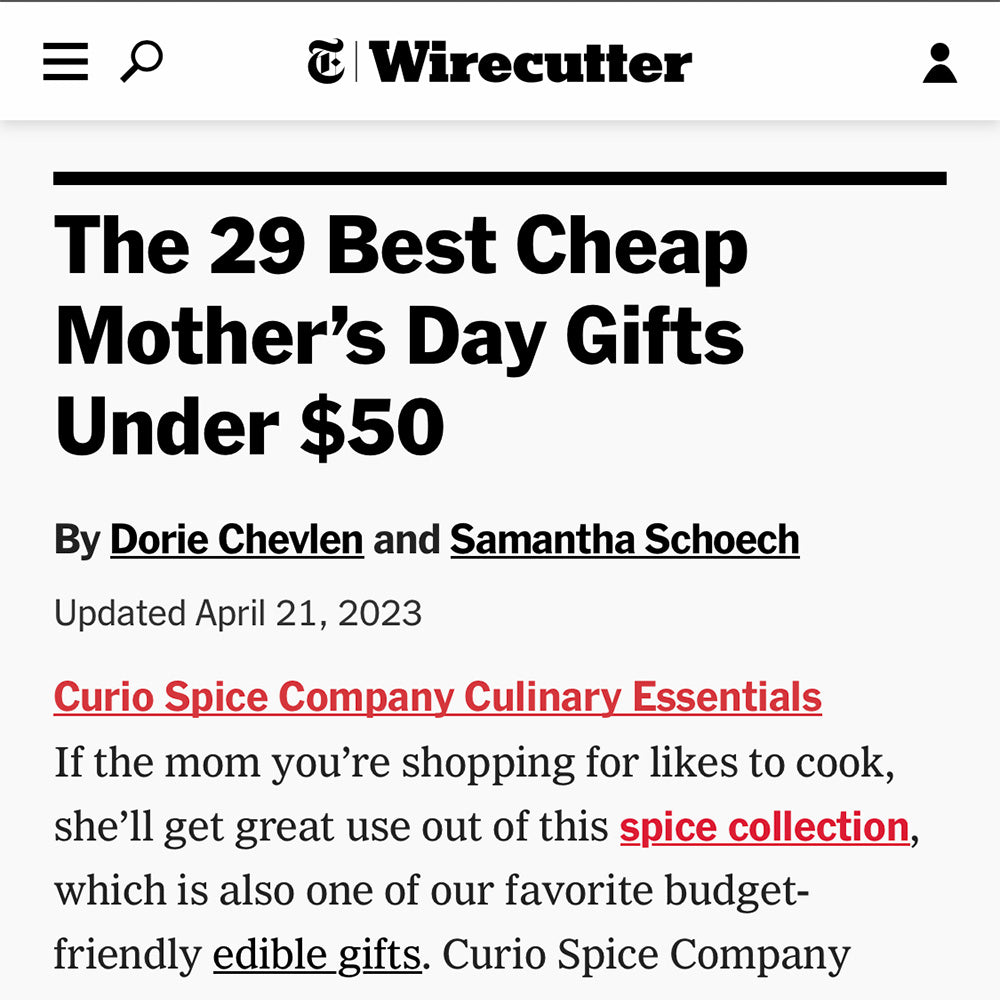 NY Times' Wirecutter mentioned Curio Spice Co.