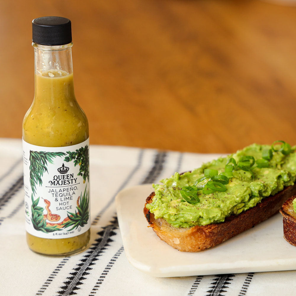 Jalapeno, Tequila, &amp; Lime Hot Sauce on avocado toast