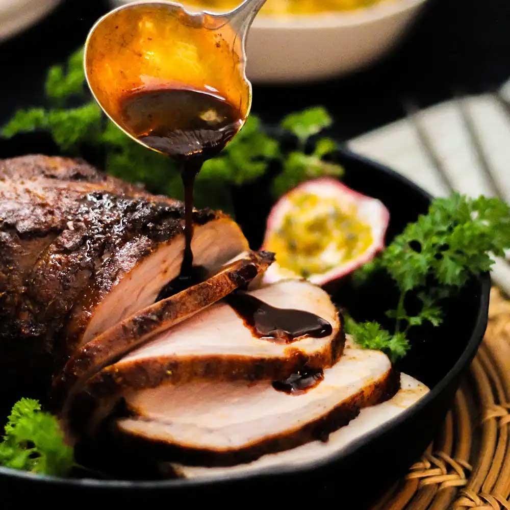 Glazed Pork Roast with Zenú-Spiced Fruit Salsa